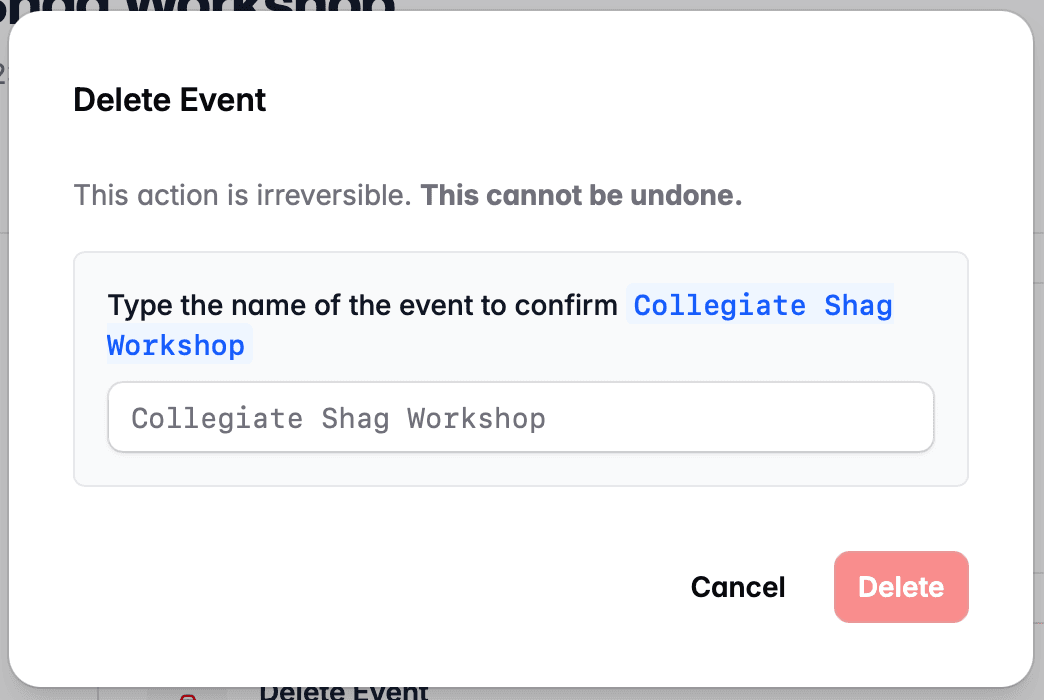 Delete modal