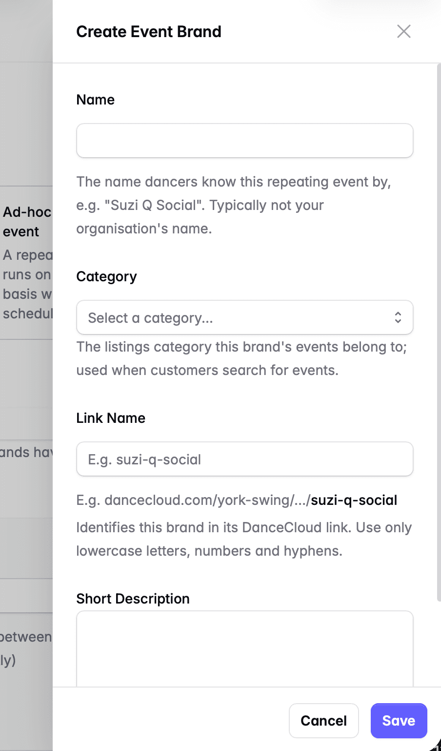 Event brand drawer