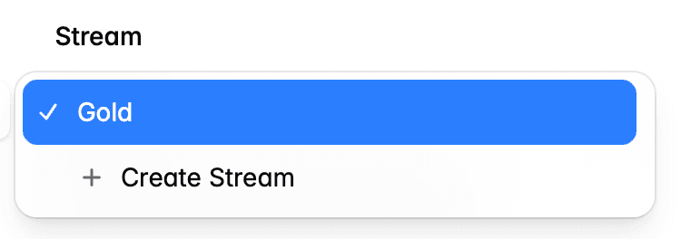 Streams combobox