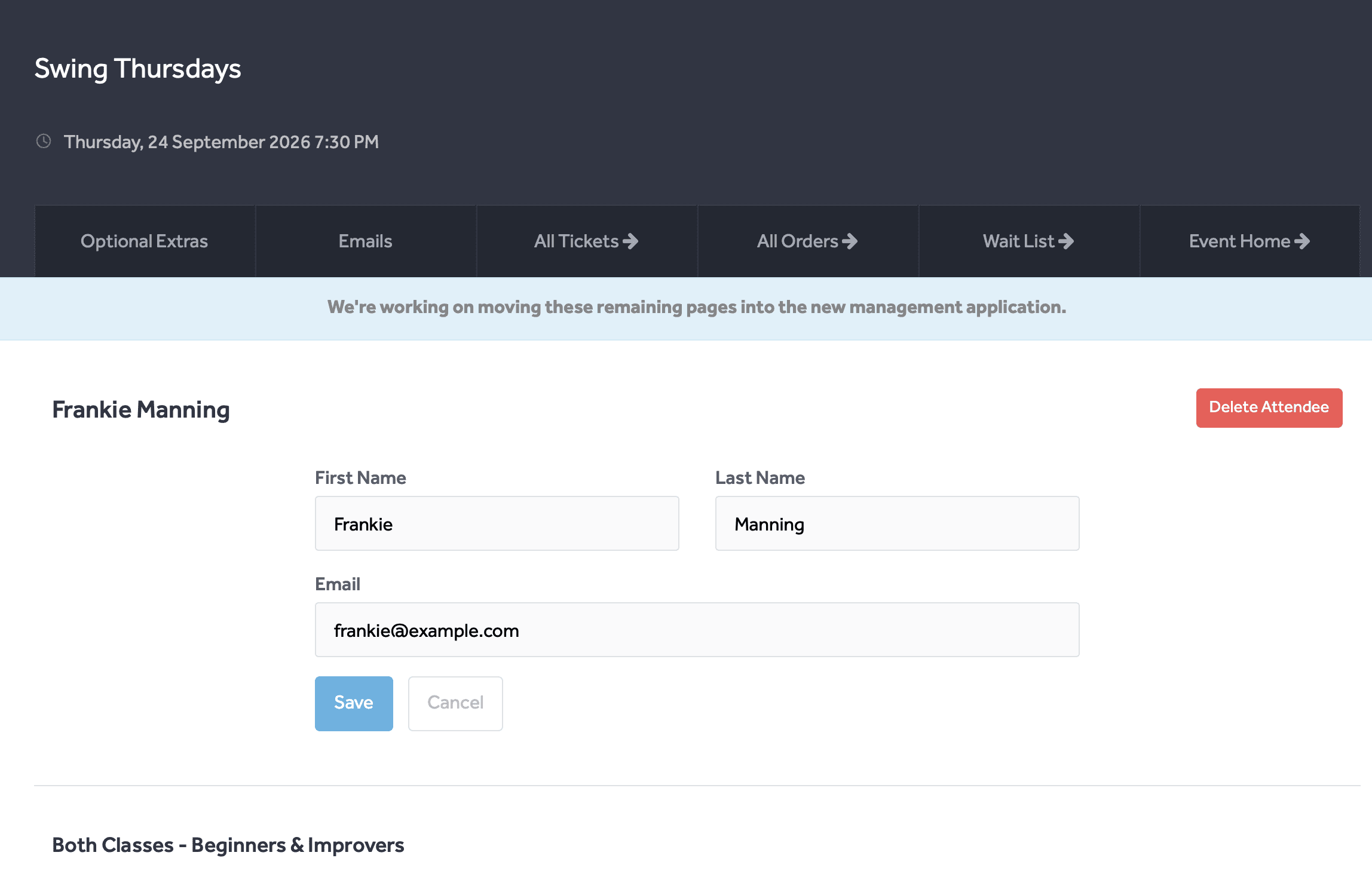 Attendee Page