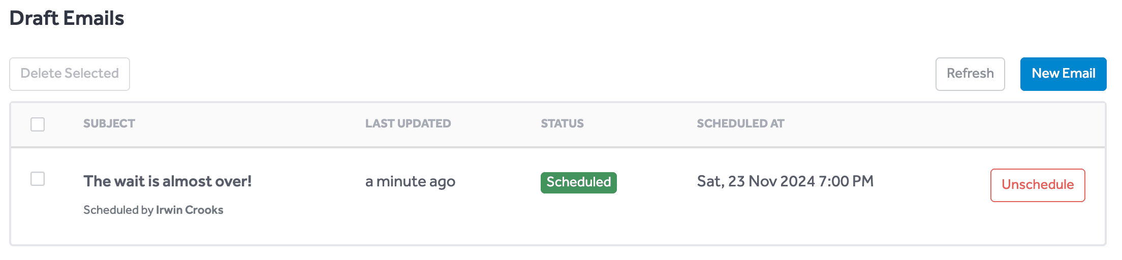 Scheduled email