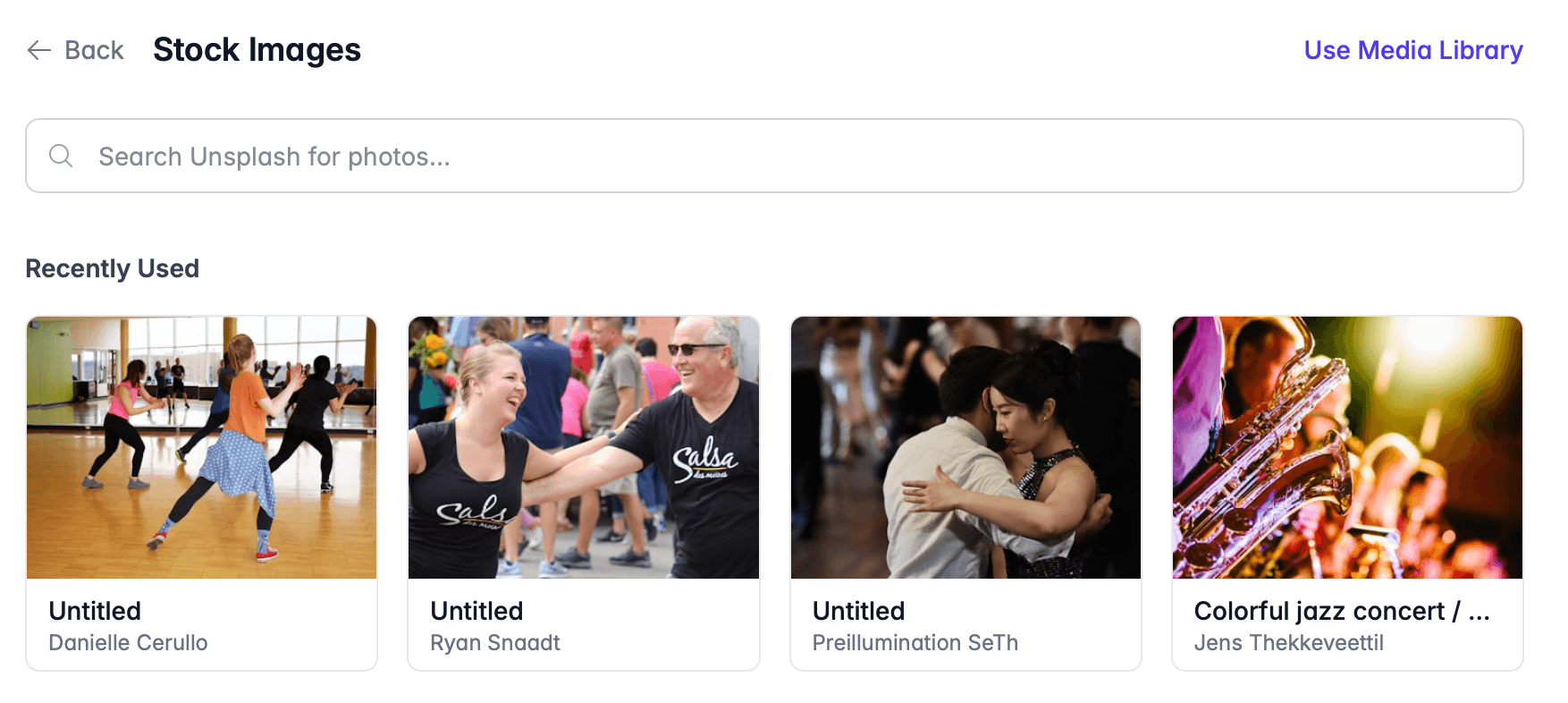 Recently used stock images
