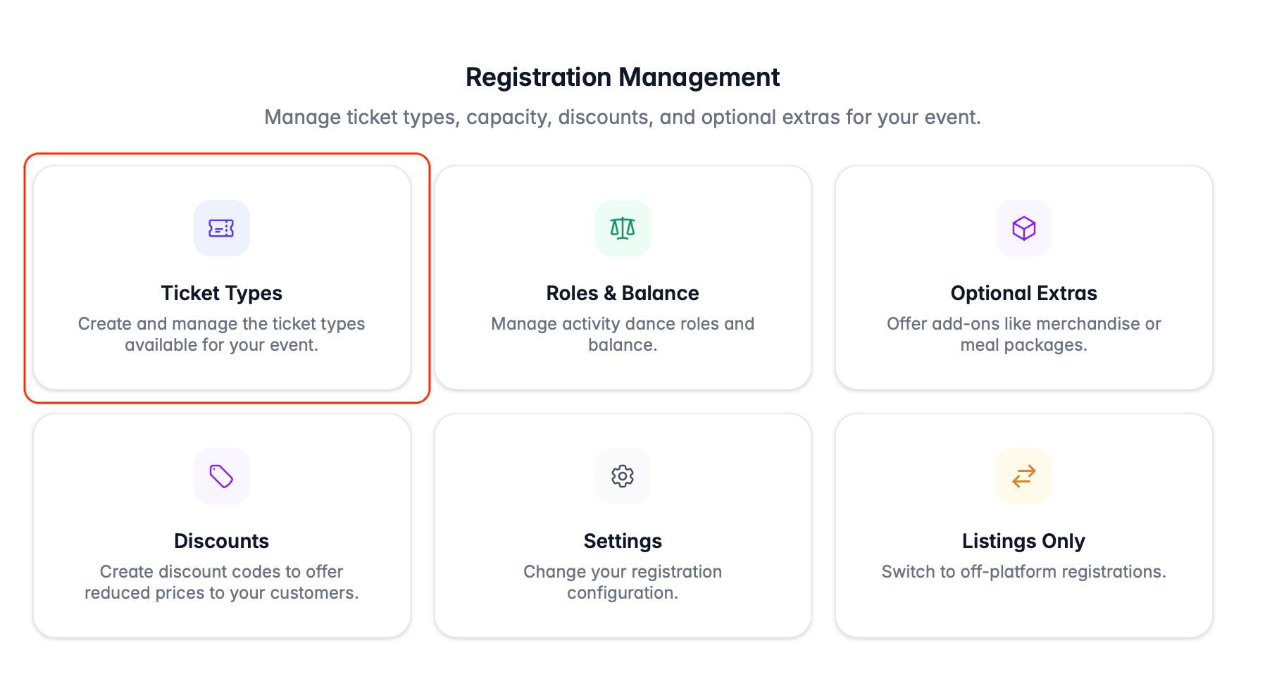 Draft event registrations management