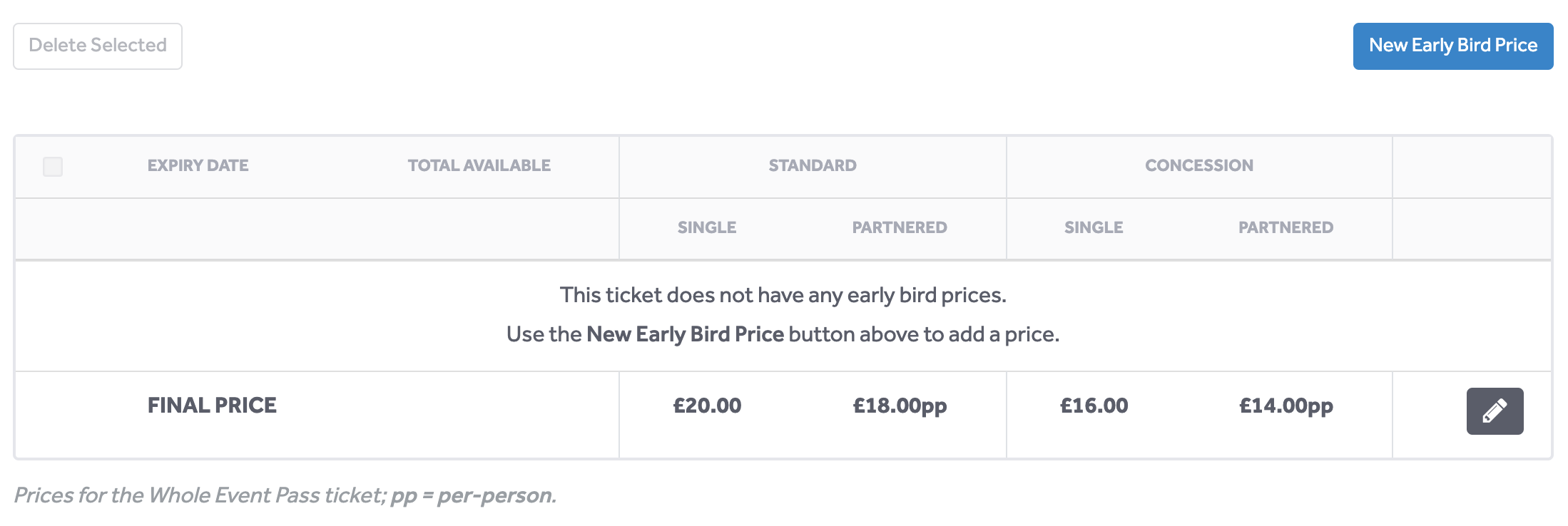 Early Bird Pricing 1